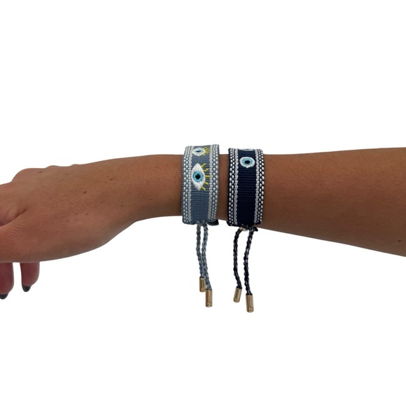 NWT 2 Evil Eye Woven Adjustable Bracelets - Picture 2 of 4